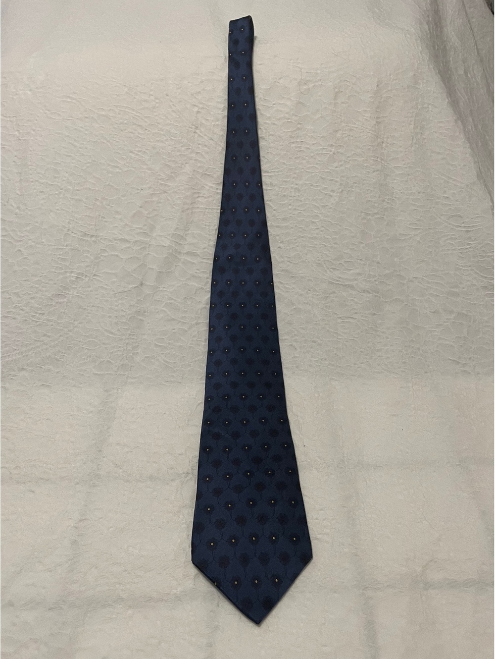 Graham & Lockwood Navy Blue Patterned Silk Tie
